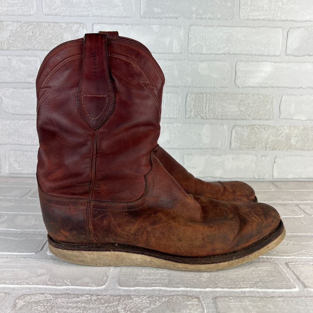 Tecovas Knox Cowboy Boots Mens 10 D Brown Leather Roper Ranch Chore Wedge Sole